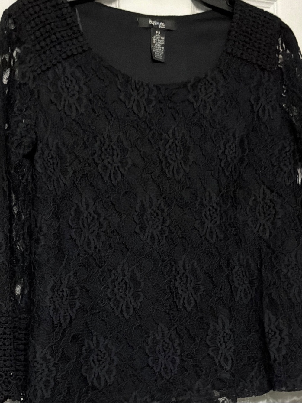 Style & Co. Black Long Sleeve Lace Dress